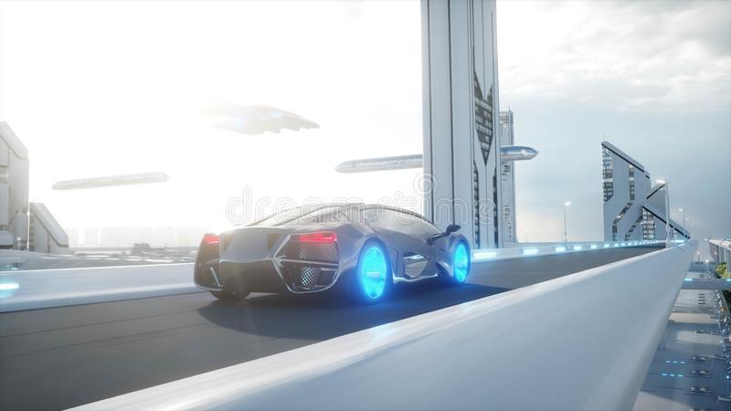 azionamento-molto-veloce-elettrico-futuristico-nero-dell-automobile-nel-sity-di-fi-sci-città-concetto-futuro-rappresentazione-d-129312165